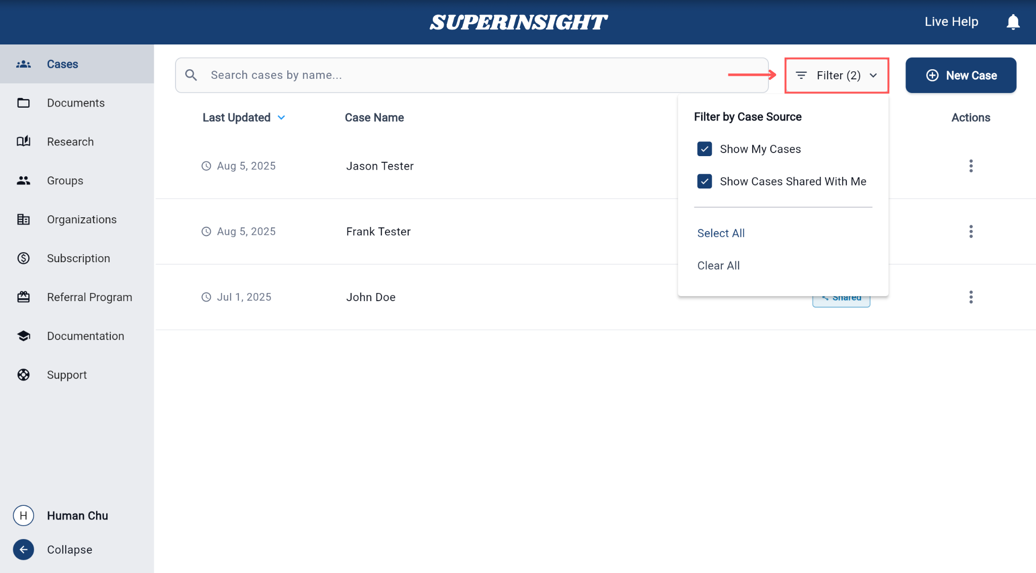 Case Filtering