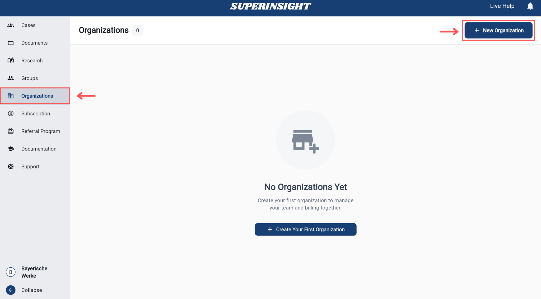 Organizations Page