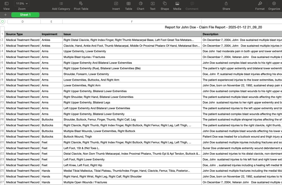 CSV Report