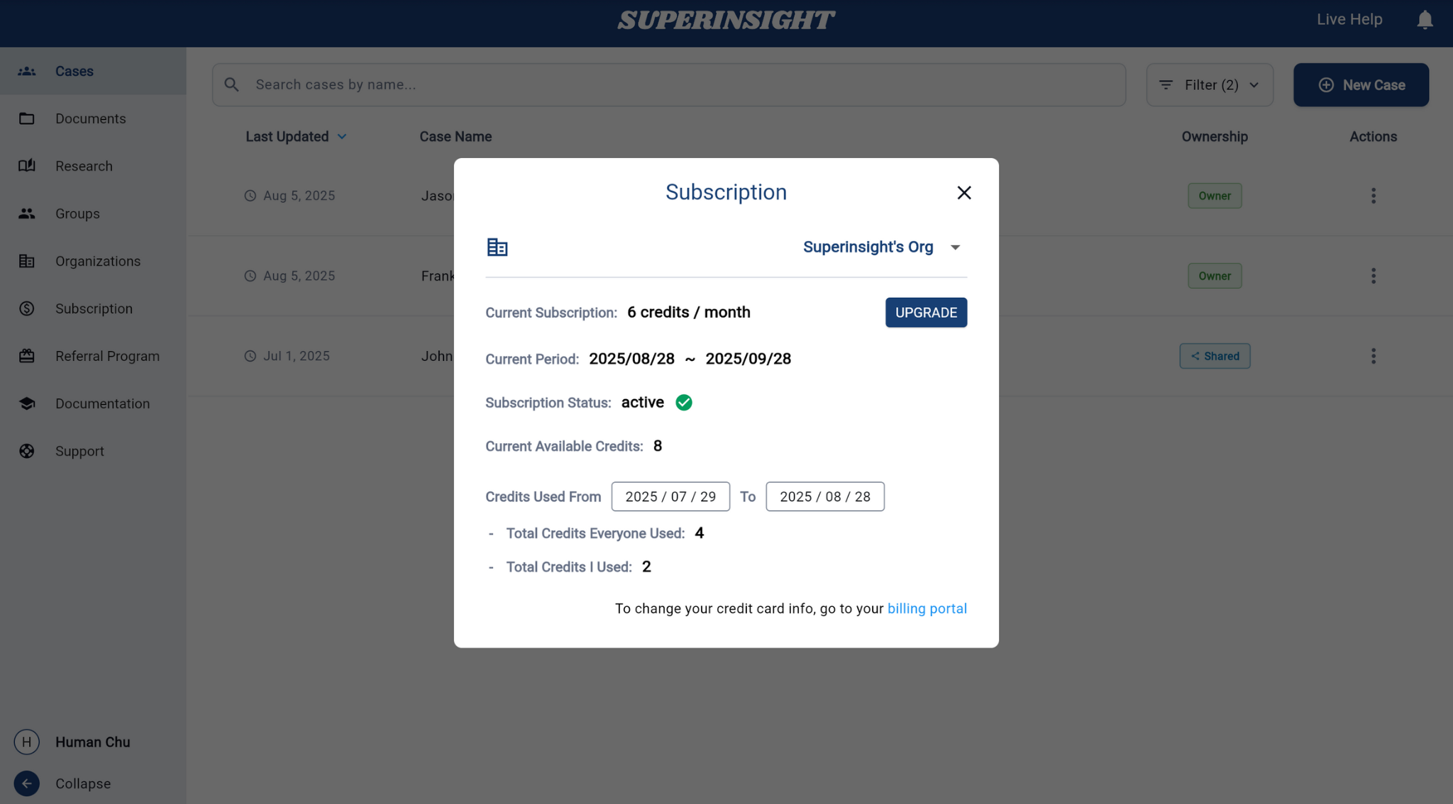 Subscription Panel